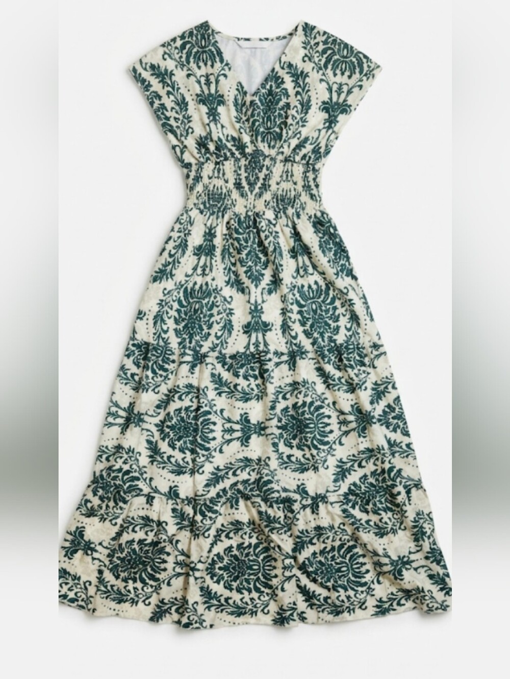 Printed Cream and Teal Tiered Skirt #119